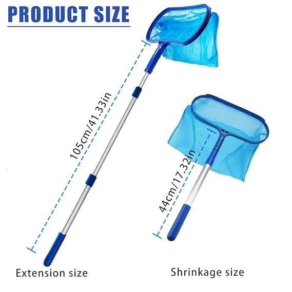 Swimming Pool Cleaning Net Long Handle Cleaning Net 44cm-105cm Retractable Cleaning Net for HomeHeavy Duty Deep Leaf Skimmer - Image 2
