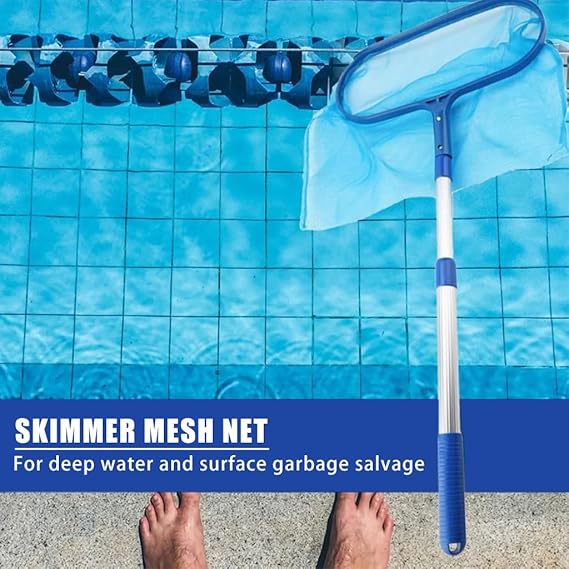 Swimming Pool Cleaning Net Long Handle Cleaning Net 44cm-105cm Retractable Cleaning Net for HomeHeavy Duty Deep Leaf Skimmer
